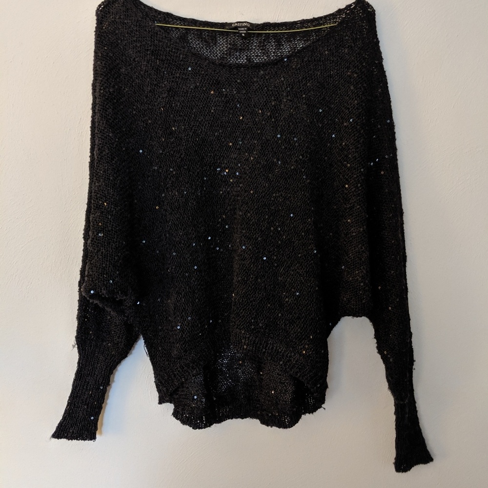 Sparkly black dolman sweater